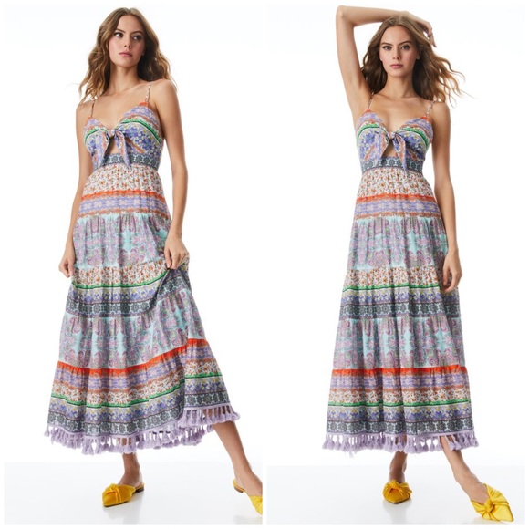 Alice + Olivia Minka Floral Tassel-Fringe Maxi Dress - Picture 3 of 17